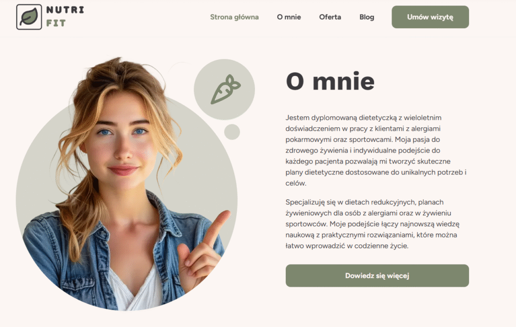 dietetyk szablon stron fit dla dietetyka