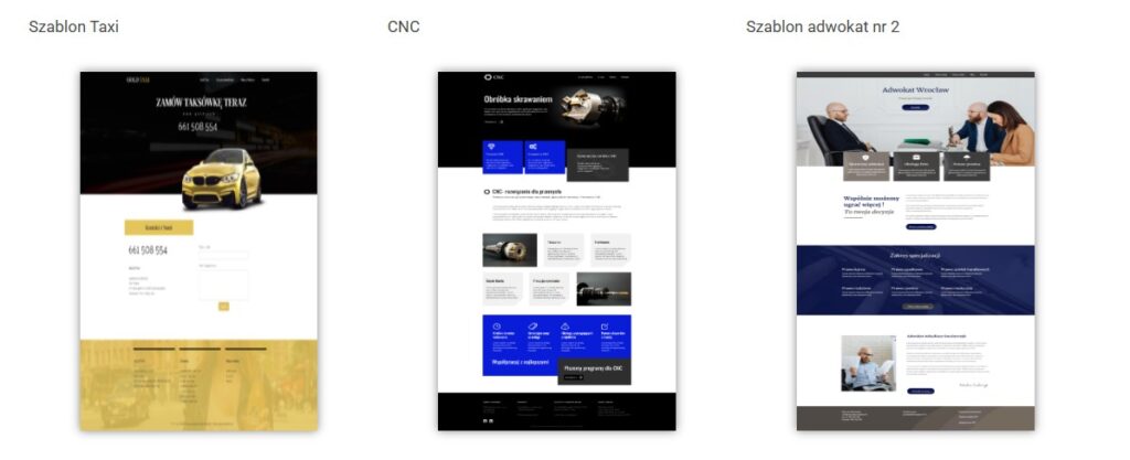 szablony stron internetowych